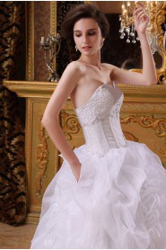Satin and Organza Sweetheart Floor Length Ball Gown with Beaded and Ruched