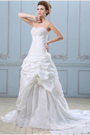 Taffeta and Lace Sweetheart Ball Gown with Embroidery