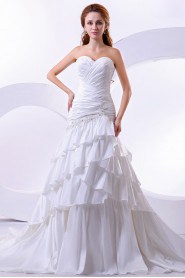 Taffeta and Satin Sweetheart A-Line Dress with Embroidery