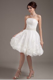 Yarn Strapless Short Dress with Applique and Beaded