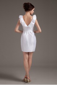 Taffeta V-Neckline Short Dress with Ruffle