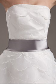 Yarn Strapless Short Dress with Sash and Ruffle