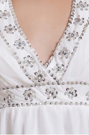 Chiffon V-Neckline Short Dress with Embroidery