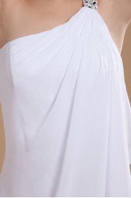 Chiffon One-Shoulder Short Dress with Beaded