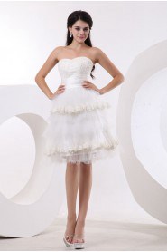 Yarn Strapless Short A-line Dress with Embroidery 