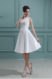 Taffeta Bateau Neckline Short A-line Dress with Embroidery