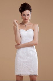 Satin and Lace Sweetheart Short Dress with Embroidery 
