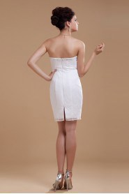 Satin and Lace Sweetheart Short Dress with Embroidery 