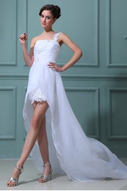 Yarn and Satin One-Shoulder A-line Dress