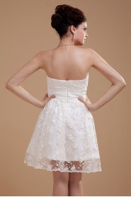 Satin Scoop Neckline Short A-line Dress with Embroidery 