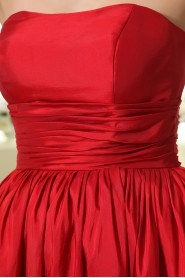 Taffeta Scoop Neckline Short A-line Dress with Ruffle