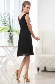 Chiffon V-Neckline Short A-line Dress with 