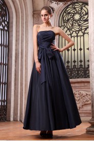 Taffeta Strapless Ankle-Length A-line Dress with Ruching