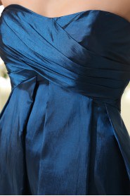 Taffeta Scoop Neckline Thigh Length A-Line Dress with Ruffle
