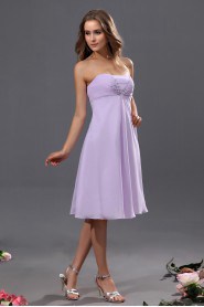 Chiffon Scoop Neckline Short A-line Dress with Embroidery
