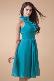 Chiffon V-Neckline Short A-line Dress with Drape