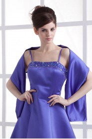 Satin Spaghetti Straps Floor Length Ball Gown Dress with Embroidery 