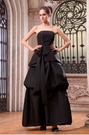Taffeta Strapless Ankle-Length A-line Dress with Sash