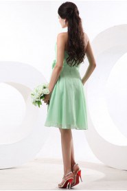 Chiffon Strapless Short A-line Dress with Flowers