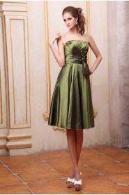 Taffeta Strapless Short A-line Dress with Hand-made Flower