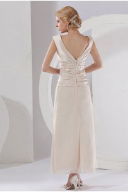 Satin Straps Neckline Ankle-Length A-line Dress with Ruffle and Jacket