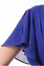 Chiffon V-Neckline A-line Dress with Pleat