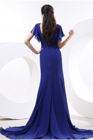 Chiffon V-Neckline A-line Dress with Pleat