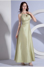 Taffeta Holder Neckline Ankle-Length A-Line Dress with Pleat