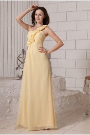 Chiffon One-Shoulder Floor Length A-line Dresss