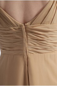 Chiffon V-Neckline Ankle-Length A-line Dress with Ruffle