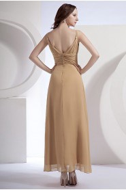 Chiffon V-Neckline Ankle-Length A-line Dress with Ruffle