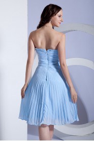 Chiffon Strapless Short Dress with Pleated