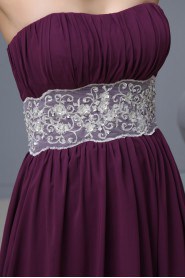 Chiffon Scoop Neckline Empire Dress with Lace