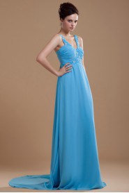Chiffon V-Neckline Floor Length A-line Dress 