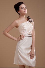 Satin One-Shoulder Short Sheath Dress