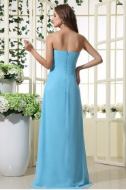 Chiffon Strapless Floor Length A-line Dress with Crystal