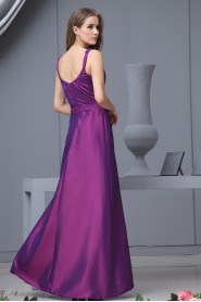Taffeta Straps Neckline Floor Length Empire Dress with Bow
