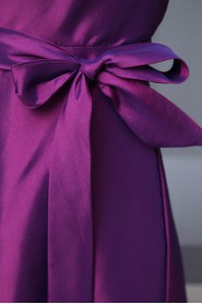 Taffeta Straps Neckline Floor Length Empire Dress with Bow