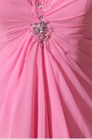 Chiffon V-Neckline Floor Length Empire Dress with Ruffle and Sequins