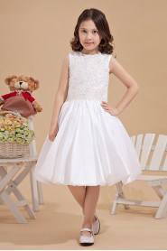 Satin Jewel Neckline Short Ball Gown Dress with Embroidery 
