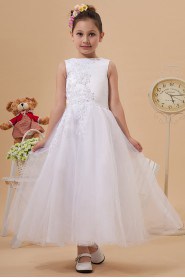 Yarn Jewel Neckline Ankle-Length A-Line Dress with Embroidery 