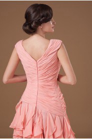 Yarn V-Neckline Short Dress with Ruffle