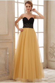 Tulle Sweetheart Ankle-Length A-line Dress with Pleated and Beaded