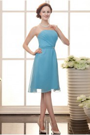 Chiffon Strapless Short A-line Dress with Beaded and Ruffle