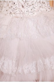 Satin and Feather Strapless Short A-Line Dress