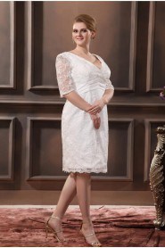 Lace V-Neck Plus Size Dress with Three Quarter Sleeves