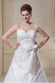 Sweetheart Satin Lace A-Line Plus Size Gown