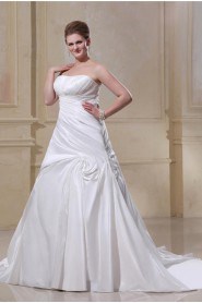 Gorgeous Satin Strapless A-Line Plus Size Gown