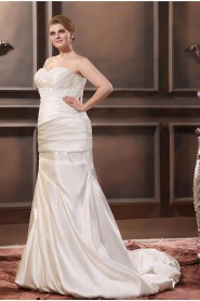 Satin Sweetheart Embroidered Beading Mermaid Plus Size Gown