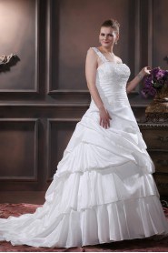 One Shoulder Plus Size Gown with Layered Ruffle